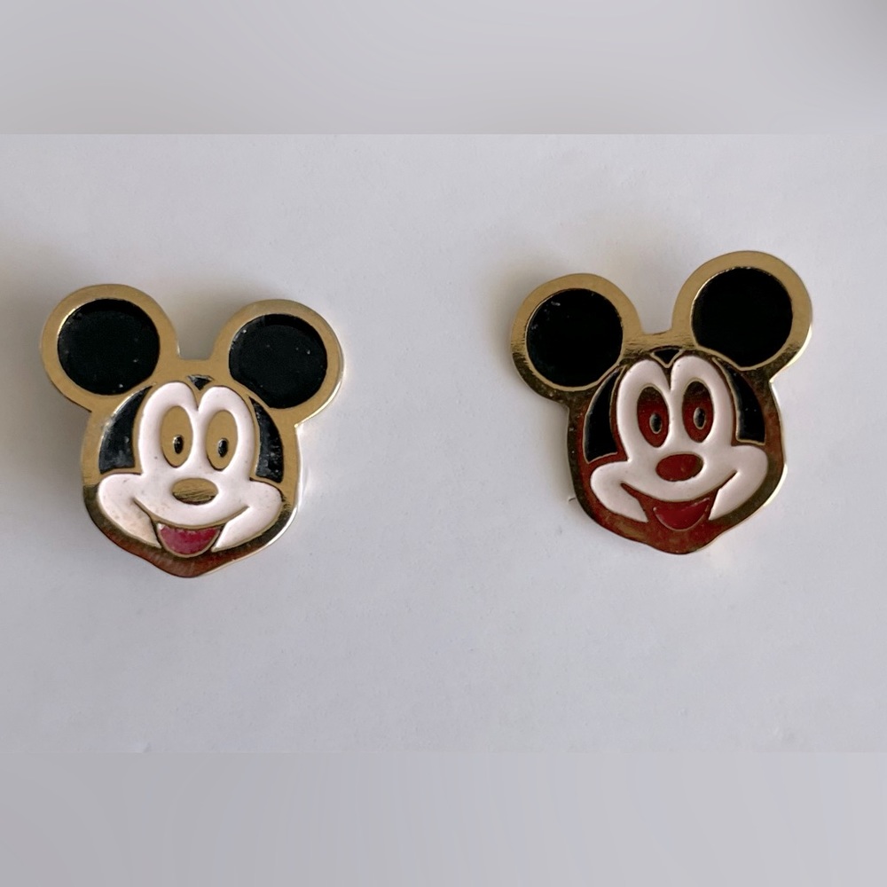Disney Mickey Mouse golden, black, red, white metallic earrings. OS
